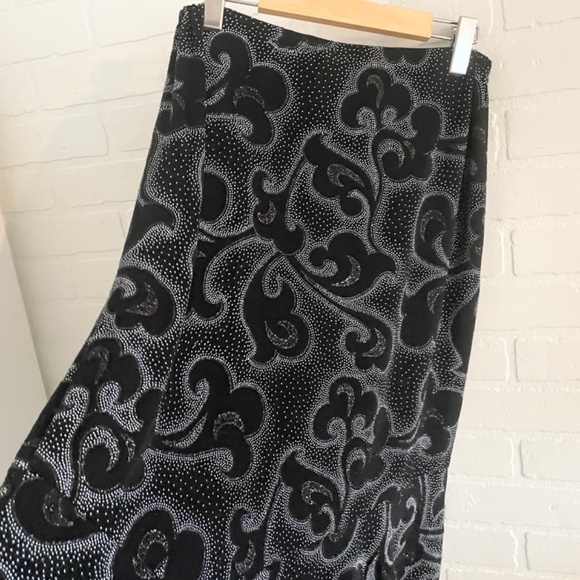 Vintage Y2K Maxi Skirt Asymmetrical Glittery Slinky Dark Romantic Goth Black 10P - Picture 10 of 12